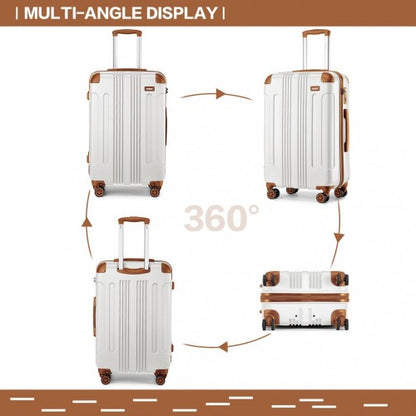 K1777-1L - Kono 24 Inch ABS Lightweight Compact Hard Shell Travel Luggage For Extended Journeys - Cream