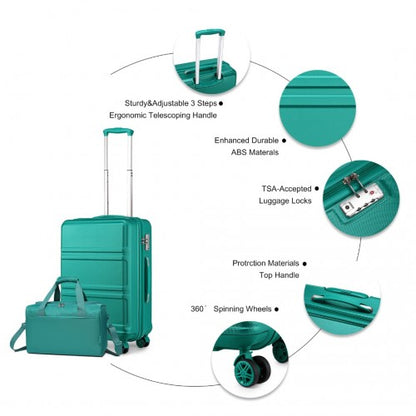 Kono K1871-1L+EA2321 - ABS 20 Inch Sculpted Horizontal Design 2 Piece Suitcase Set With Cabin Bag