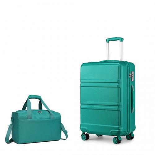 Kono K1871-1L+EA2321 - ABS 20 Inch Sculpted Horizontal Design 2 Piece Suitcase Set With Cabin Bag