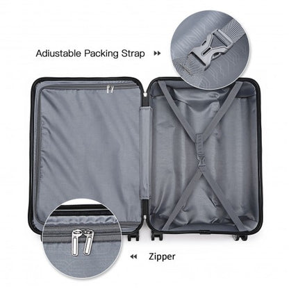 K1871-1L - Kono ABS Sculpted Horizontal Design 4 Pcs Suitcase Set With Vanity Case - Green