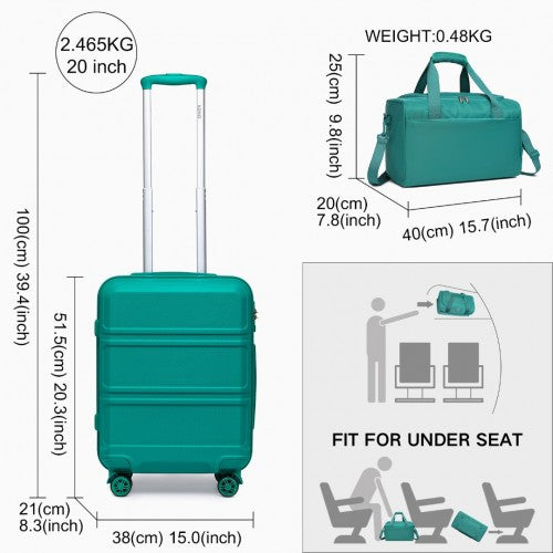 Kono K1871-1L+EA2321 - ABS 20 Inch Sculpted Horizontal Design 2 Piece Suitcase Set With Cabin Bag