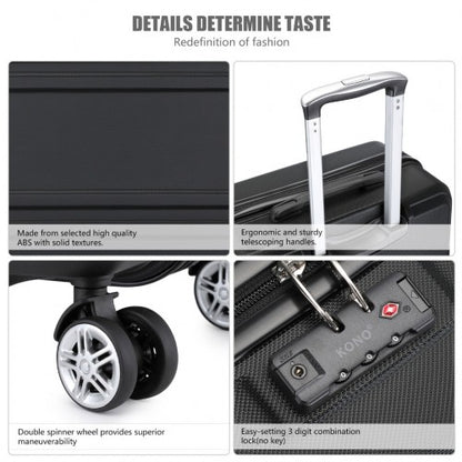K1871-1L - Kono ABS 20 Inch Sculpted Horizontal Design Cabin Luggage