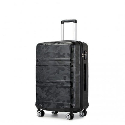 K1871-1L - Kono ABS 20 Inch Sculpted Horizontal Design Cabin Luggage - Camouflage Black