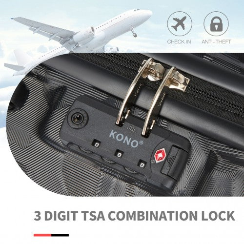 K1871-1L - Kono ABS 20 Inch Sculpted Horizontal Design Cabin Luggage - Camouflage Black