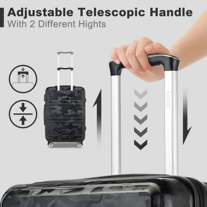 K1871-1L - Kono ABS 24 Inch Sculpted Horizontal Design Suitcase - Camouflage Black