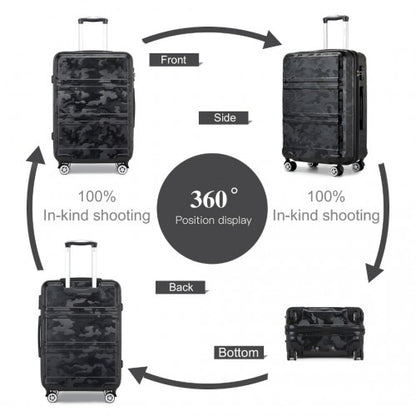 K1871-1L - Kono ABS 24 Inch Sculpted Horizontal Design Suitcase - Camouflage Black