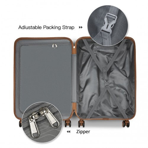 K1871-1L - Kono ABS 20 Inch Sculpted Horizontal Design Cabin Luggage - Camouflage Cream And Brown