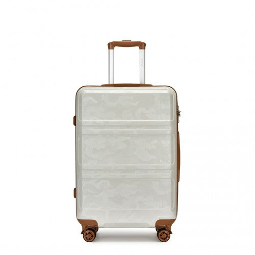 K1871-1L - Kono ABS 24 Inch Sculpted Horizontal Design Suitcase - Camouflage Cream And Brown
