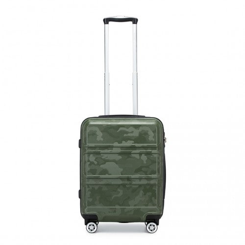 K1871-1L - Kono ABS 20 Inch Sculpted Horizontal Design Cabin Luggage - Camouflage Green And Black
