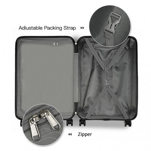 K1871-1L - Kono ABS 20 Inch Sculpted Horizontal Design Cabin Luggage - Camouflage Green And Black