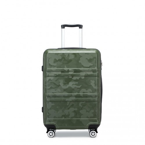 K1871-1L - Kono ABS 24 Inch Sculpted Horizontal Design Suitcase - Camouflage Green And Black