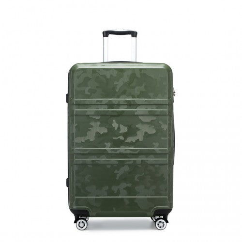 K1871-1L - Kono ABS 28 Inch Sculpted Horizontal Design Suitcase - Camouflage Green And Black