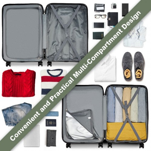K1871-1L - Kono ABS 28 Inch Sculpted Horizontal Design Suitcase - Camouflage Green And Black