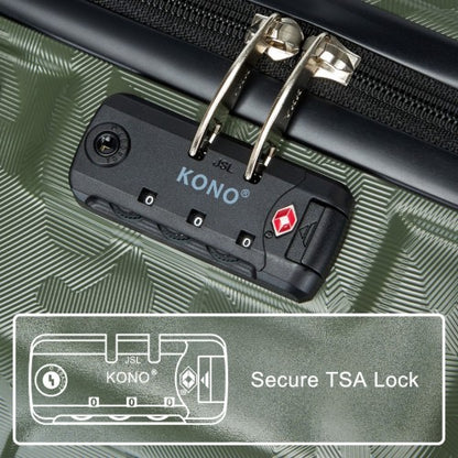 K1871-1L - Kono ABS 28 Inch Sculpted Horizontal Design Suitcase - Camouflage Green And Black