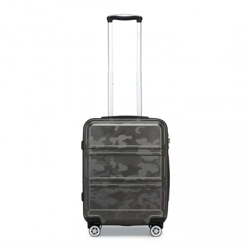 K1871-1L - Kono ABS 20 Inch Sculpted Horizontal Design Cabin Luggage - Camouflage Grey And Black