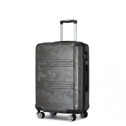 K1871-1L - Kono ABS 20 Inch Sculpted Horizontal Design Cabin Luggage - Camouflage Grey And Black