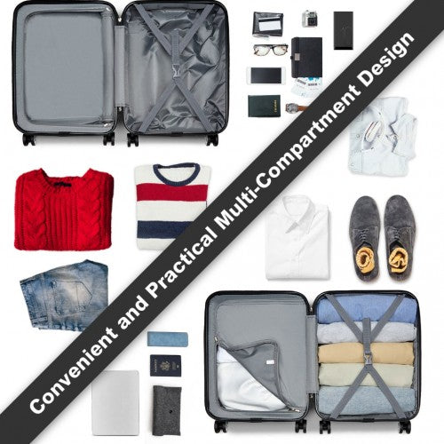 K1871-1L - Kono ABS 20 Inch Sculpted Horizontal Design Cabin Luggage - Camouflage Grey And Black