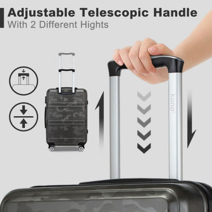 K1871-1L - Kono ABS 24 Inch Sculpted Horizontal Design Suitcase - Camouflage Grey And Black