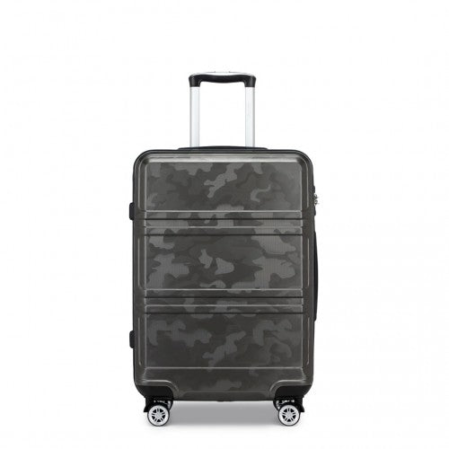 K1871-1L - Kono ABS 24 Inch Sculpted Horizontal Design Suitcase - Camouflage Grey And Black
