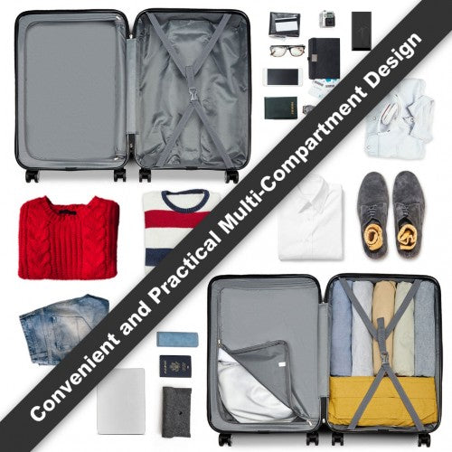 K1871-1L - Kono ABS 24 Inch Sculpted Horizontal Design Suitcase - Camouflage Grey And Black