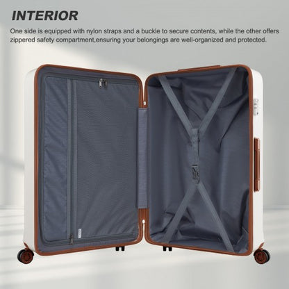 K1871-1L - Kono ABS+PC 32 Inch Extra-Large Suitcase, Sculpted Horizontal Design, Hard-Shell Wheeled Luggage with Telescopic Handle - Cream