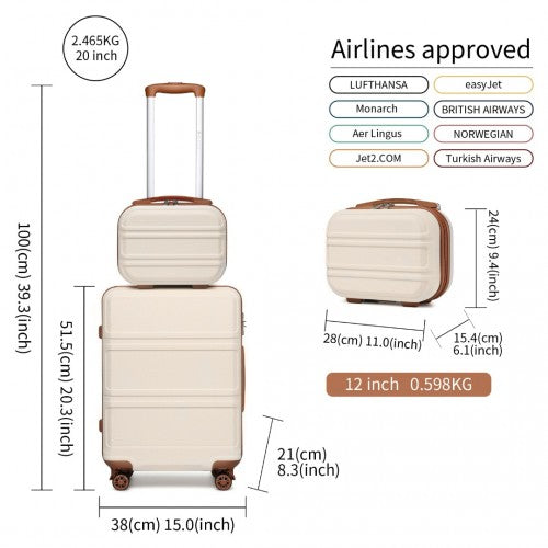 Kono K1871-1L+EA2212 - ABS 4 Wheel Suitcase Set With Vanity Case And Weekend Bag And Toiletry Bag
