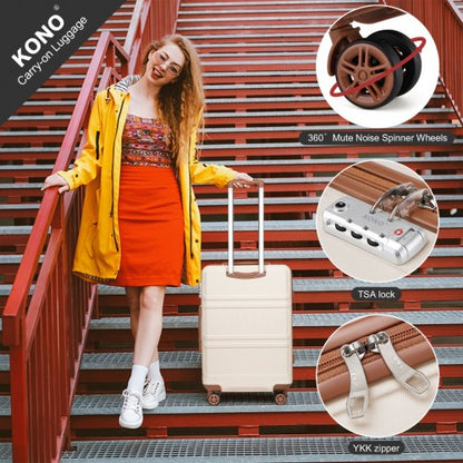 Kono K1871-1L+EA2212 - ABS 4 Wheel Suitcase Set With Vanity Case And Weekend Bag And Toiletry Bag