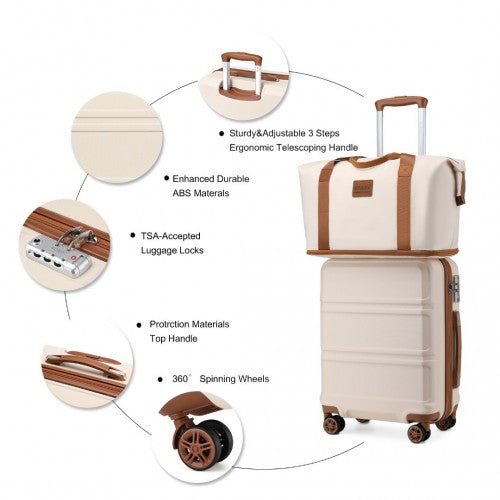 Kono K1871-1L+EA2212 - ABS 4 Wheel Suitcase Set With Vanity Case And Weekend Bag And Toiletry Bag