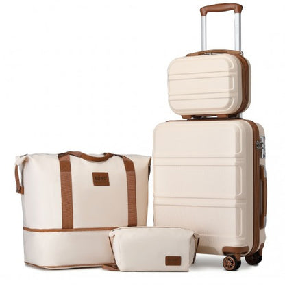 Kono K1871-1L+EA2212 - ABS 4 Wheel Suitcase Set With Vanity Case And Weekend Bag And Toiletry Bag