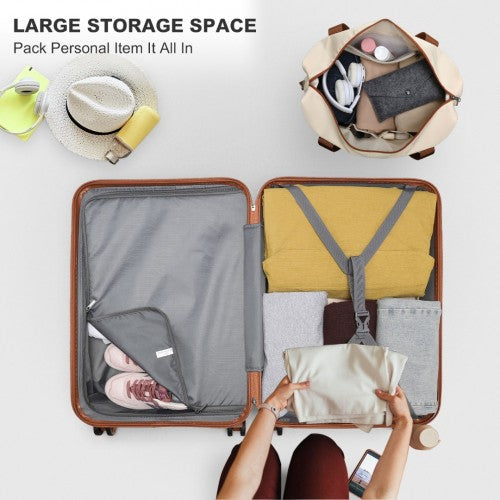 Kono K1871-1L+EA2212 - ABS 4 Wheel Suitcase Set With Vanity Case And Weekend Bag And Toiletry Bag