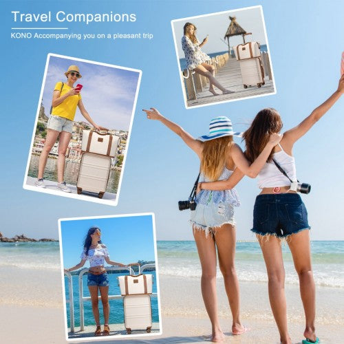 Kono K1871-1L+EA2212 - ABS 4 Wheel Suitcase Set With Vanity Case And Weekend Bag And Toiletry Bag