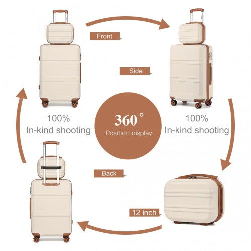 Kono K1871-1L+EA2212 - ABS 4 Wheel Suitcase Set With Vanity Case And Weekend Bag And Toiletry Bag