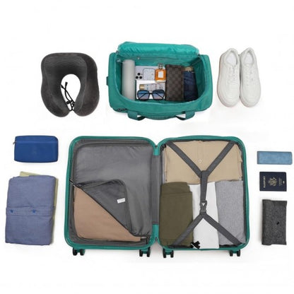 Kono K1871-1L+EA2321 - ABS 20 Inch Sculpted Horizontal Design 2 Piece Suitcase Set With Cabin Bag