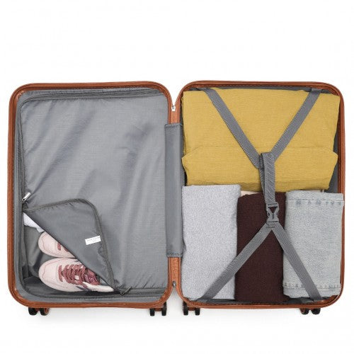 Easy Luggage K1871-1L - Kono ABS 28 Inch Sculpted Horizontal Design Suitcase - Grayish Blue And Brown