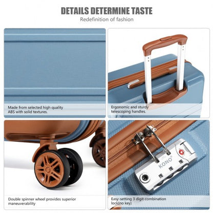 Easy Luggage K1871-1L - Kono ABS 28 Inch Sculpted Horizontal Design Suitcase - Grayish Blue And Brown