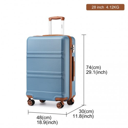 Easy Luggage K1871-1L - Kono ABS 28 Inch Sculpted Horizontal Design Suitcase - Grayish Blue And Brown