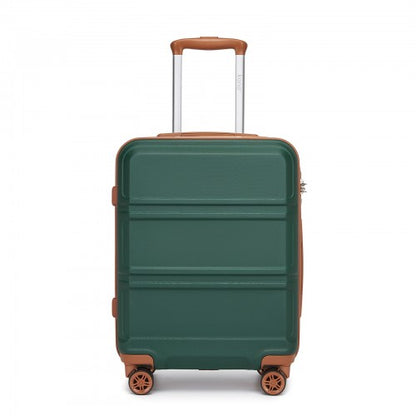 K1871-1L - Kono ABS 20 Inch Sculpted Horizontal Design Cabin Luggage - Green And Brown