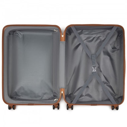 K1871-1L - Kono ABS Sculpted Horizontal Design 4 Pcs Suitcase Set With Vanity Case - Green And Brown