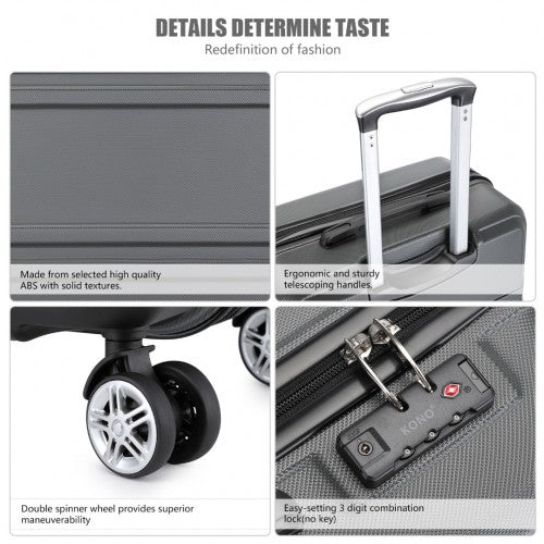 K1871-1L - Kono ABS 20 Inch Sculpted Horizontal Design Cabin Luggage