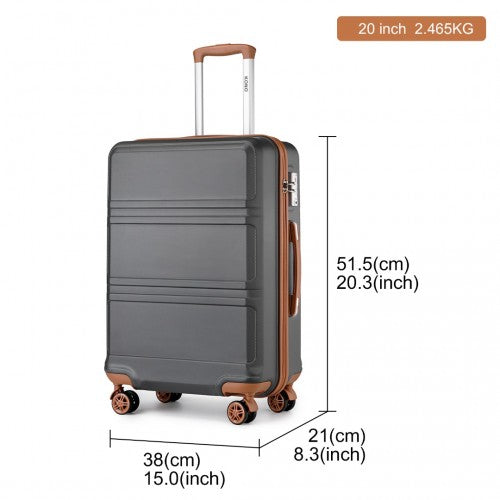 K1871-1L - Kono ABS 20 Inch Sculpted Horizontal Design Cabin Luggage