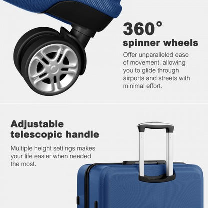 K1871-1L - Kono ABS+PC 32 Inch Extra-Large Suitcase, Sculpted Horizontal Design, Hard-Shell Wheeled Luggage with Telescopic Handle - Navy