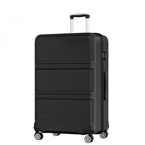 K1871-1L - Kono ABS+PC 32 Inch Extra-Large Suitcase, Sculpted Horizontal Design, Hard-Shell Wheeled Luggage with Telescopic Handle - Black