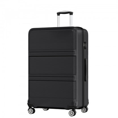 K1871-1L - Kono ABS+PC 32 Inch Extra-Large Suitcase, Sculpted Horizontal Design, Hard-Shell Wheeled Luggage with Telescopic Handle - Black