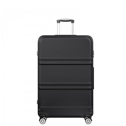 K1871-1L - Kono ABS+PC 32 Inch Extra-Large Suitcase, Sculpted Horizontal Design, Hard-Shell Wheeled Luggage with Telescopic Handle - Black