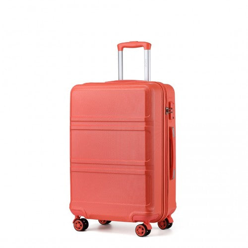 K1871-1L - Kono ABS 20 Inch Sculpted Horizontal Design Cabin Luggage - Coral