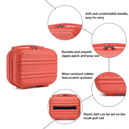 K1871-1L - Kono 12 Inch Lightweight Hard Shell ABS Vanity Case - Coral