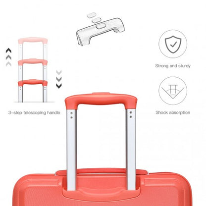 K1871-1L - Kono ABS 20 Inch Sculpted Horizontal Design Cabin Luggage - Coral