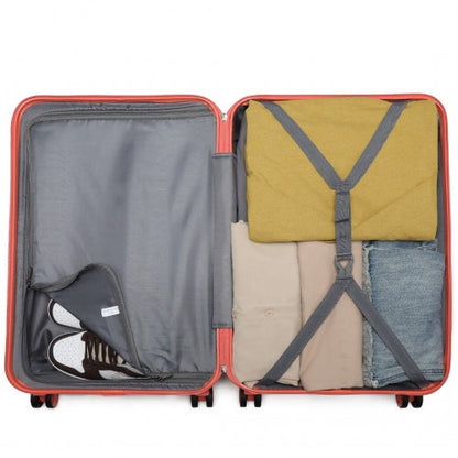 K1871-1L - Kono ABS 20 Inch Sculpted Horizontal Design Cabin Luggage - Coral