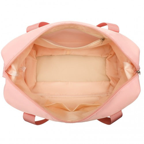 K1871-1L+EA2212 - Kono ABS 4 Wheel Suitcase Set With Vanity Case And Weekend Bag And Toiletry Bag - Pink