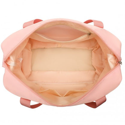 K1871-1L+EA2212 - Kono ABS 4 Wheel Suitcase Set With Vanity Case And Weekend Bag And Toiletry Bag - Pink